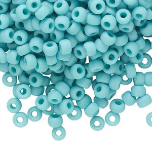 Seed bead, Miyuki, glass, pkg/250g, #6 rocaille, opaque matte sea opal, (RR-412L/F).
