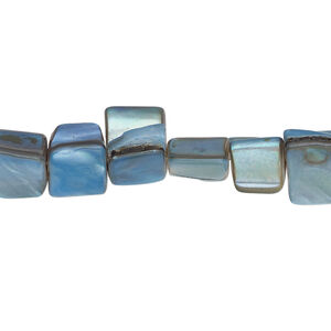 Mother-of-pearl shell 1pkg1, triangle tube bead 15 inch metallic blue 7x5mm-12x9mm