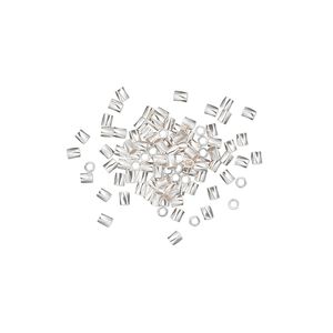 Bead 1pkg50 sterling silver, 1.5x1mm twisted tube