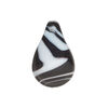 Drop, lampworked glass 1pkg1, opaque black and white, 27x21mm-28x18mm teardrop with swirl design. image number 0