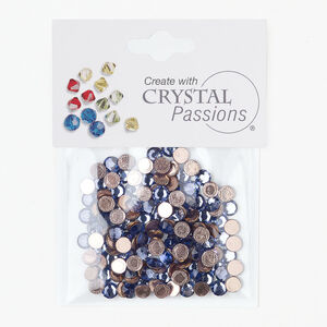 Flat back 1pkg144 tanzanite, Crystal Passions&reg; hotfix rhinestone round SS20 4.60-4.80mm