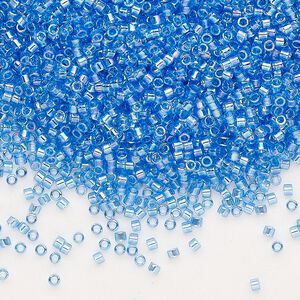 Seed bead, Delica&reg;, glass, pkg/7.5g, #11 round, translucent rainbow light blue (DB-1250).