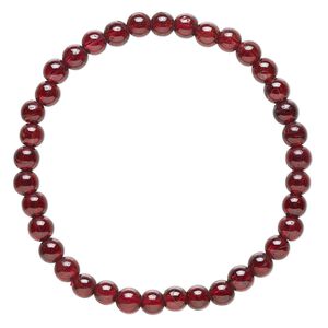 Garnet 1pkg1, round bead stretch bracelet natural 6 inch 4-5mm