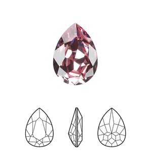 Fancy stone 1pk light rose foil back, Crystal Passions&reg; 18x13mm pear 4320