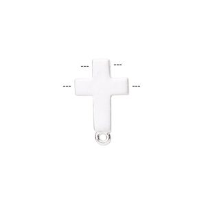 Drop, sterling silver, 15x11mm double-drilled matte cross with loop. Sold individually.