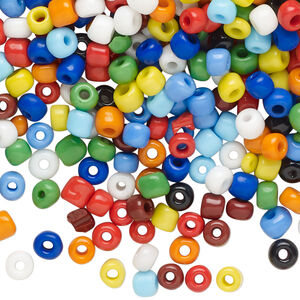 Seed bead mix, glass, pkg/50g, #6 round, opaque mixed colors.