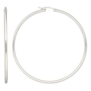 Earring, Create Compliments&reg;, sterling silver, 65mm flexible round hoop with latch-back closure. Sold per pair.