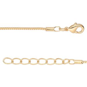 Chain 1pkg4 Venetian box, 1mm / lobster claw clasp, gold-finished brass 18 inch