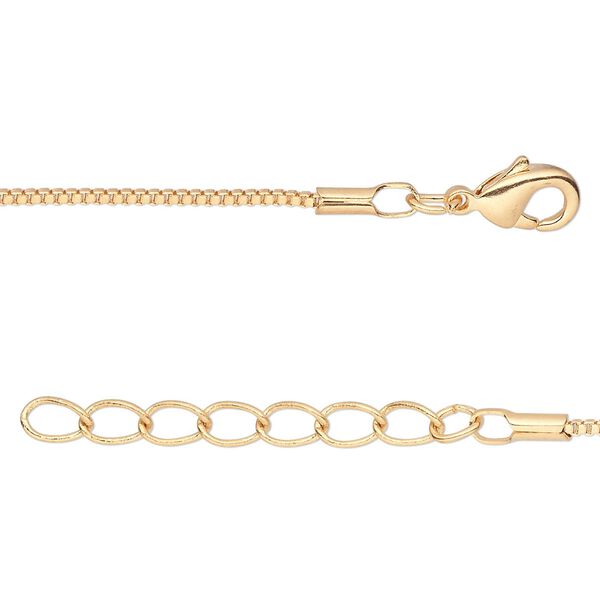 Chain 1pkg4 Venetian box, 1mm / lobster claw clasp, gold-finished brass 18 inch image number 0