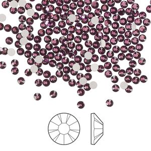 Flat back 1440pk amethyst foil back, Preciosa MAXIMA Czech crystal rhinestone 2.1-2.3mm chaton rose round SS7