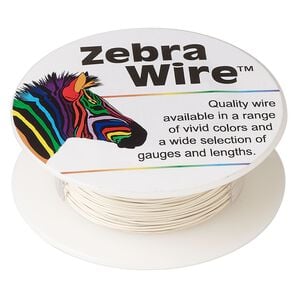 Wire, Zebra Wire&trade;, color-coated copper, cream, round, 24 gauge. Sold per 20-yard spool.
