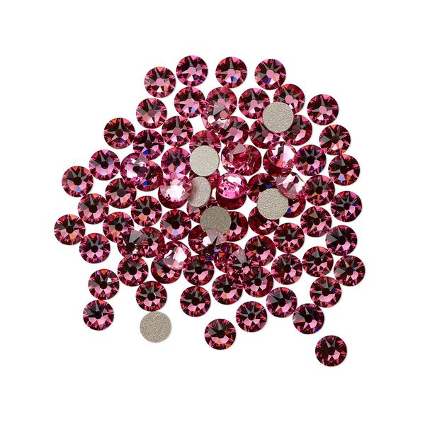 Flat back 1440pk rose foil back, Swarovski&reg; 3-3.2mm rose round SS12 2088 image number 0