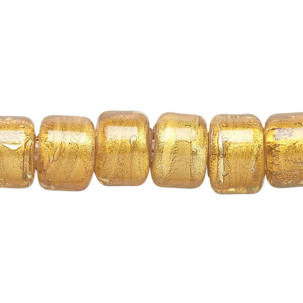 Bead, lampworked glass, semitransparent gold with fine silver foil, 12x8mm crow. Sold per 15-1/2" to 16" strand. image number 0