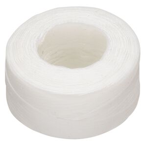 Thread, Hemptique&reg;, polyester, pkg/50 yards, white, 0.8mm braided flat.