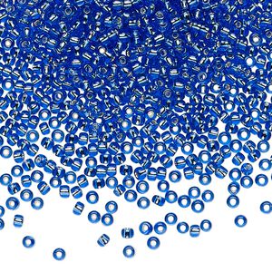 Seed bead, TOHO BEADS&reg;, glass, pkg/50g, #11 round, transparent silver-lined sapphire (TR-11-35).