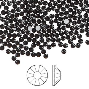 Flat back 1440pk jet foil back, Preciosa Viva 12&reg; Czech crystal rhinestone 2.3-2.5mm chaton rose round SS8