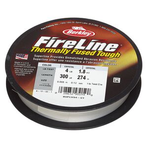 Thread, Berkley&reg; FireLine&reg;, high-modulus polyethylene, 8-fiber braid, crystal, 0.12mm diameter, 4-pound test. Sold per 300-yard spool.