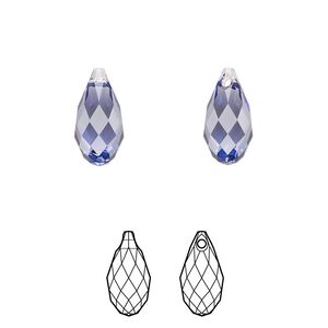Briolette 144pk tanzanite, Swarovski&reg; 13x6.5mm pendant drop 6010