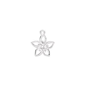Charm Amoracast&reg; 1pkg1 sterling silver, 12mm single-sided cutout open plumeria flower