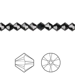 Bead 24pk jet, Crystal Passions&reg; 5mm bicone 5328