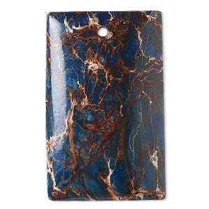 Magnesite 1pkg1, hand-cut domed flat back rectangle focal, lapis blue 40x25mm