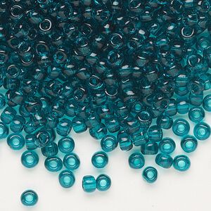 Seed bead, Dyna-Mites&trade;, glass, transparent teal, #6 round. Sold per 40-gram pkg.