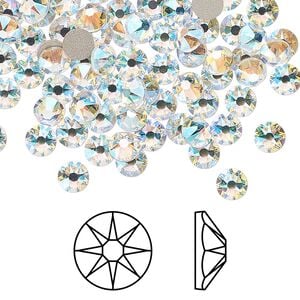 Flat back 144pk crystal shimmer foil back, Crystal Passions&reg; 4.6-4.8mm rose round SS20 2088