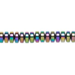 Hemalyke&trade; 1pkg1, rainbow titanium-coated rondelle bead 15.5-16 inch 7x3mm