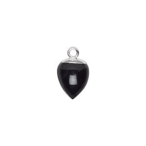 Drop 1pkg1, electroplated sterling silver and black onyx, 9x8mm hand-cut acorn