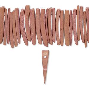 Bead, coconut palm wood (dyed / waxed), dark mauve, 25x4mm hand-cut top-drilled stick. Sold per 15-1/2" to 16" strand.