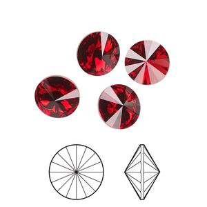 Chaton 144pk scarlet foil back, Swarovski&reg; 8.16-8.41mm rivoli SS39 1122