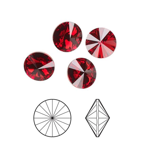 Chaton 144pk scarlet foil back, Swarovski&reg; 8.16-8.41mm rivoli SS39 1122 image number 0