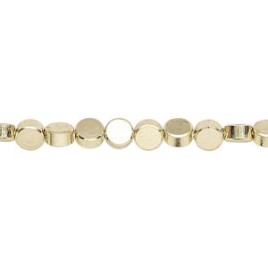 Bead 1pkg1 brass, 4mm flat round, 8 inch