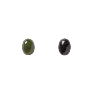 Nephrite jade 1pkg2, calibrated oval cab natural 8x6mm