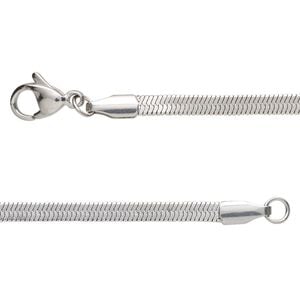 Chain 1pkg1 herringbone, 3mm / lobster claw clasp, stainless steel 16 inch