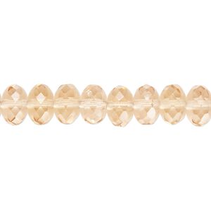 Bead, Czech fire-polished glass, transparent light rose, 9x5mm faceted rondelle. Sold per 15-1/2" to 16" strand.