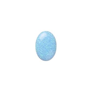 Cabochon, "opal" (silica and epoxy) (man-made), turquoise blue, 14x10mm calibrated oval. Sold individually.