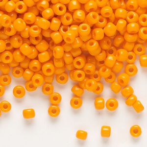 Seed bead, Dyna-Mites&trade;, glass, opaque orange, #6 round. Sold per 1/2 kilogram pkg.