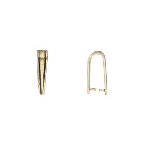 Bail, ice-pick, antiqued brass, 13.5x3mm triangle, 10mm grip length. Sold per pkg of 2.