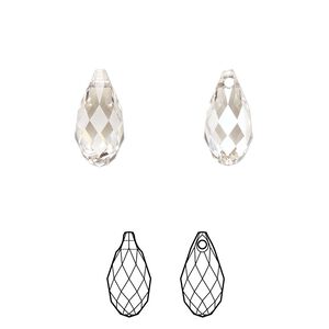 Briolette 144pk crystal silver shade, Swarovski&reg; 13x6.5mm pendant drop 6010