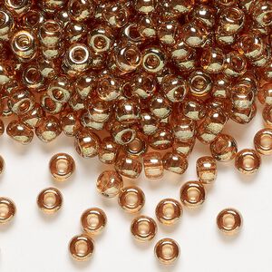 Seed bead, Miyuki, glass, pkg/250g, #6 rocaille, translucent gold luster topaz (RR-311).