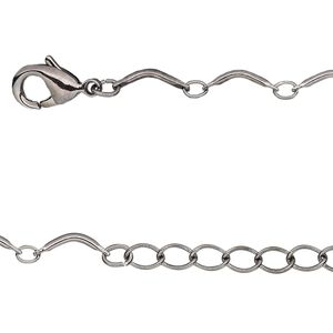 Chain 1pkg1 tube, 0.5mm curved / lobster claw clasp, gunmetal-finished brass 36 inch