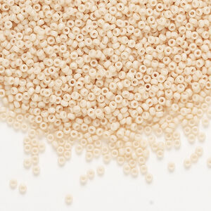 Seed bead, Miyuki, glass, 1pkg250g, #15 rocaille, opaque matte glazed luster antique beige (RR-2022)