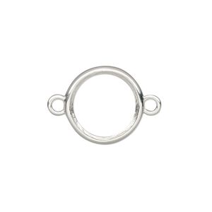 Link, Almost Instant Jewelry&reg;, sterling silver, 16mm round with open back and 14mm rivoli setting. Sold individually.