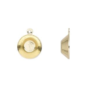 Drop, Almost Instant Jewelry&reg;, gold-finished brass, 12.5mm with 12mm vision round setting. Sold per pkg of 10.