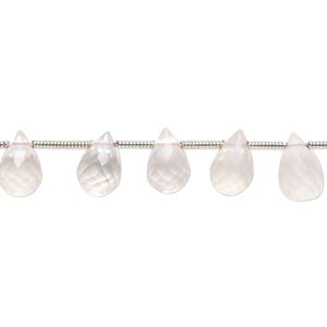 Rose quartz 1pkg20, hand-cut top-drilled micro-faceted briolette bead natural graduated 8x5mm-10x7mm