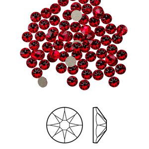 Flat back 144pk light Siam foil back, Crystal Passions&reg; 3-3.2mm rose round SS12 2088
