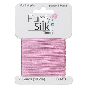 Thread, Purely Silk&trade;, strawberry pink, size F. Sold per 20-yard card.