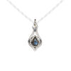 Drop 1pkg1, antiqued sterling silver and labradorite (natural), 15x9mm open beaded teardrop image number 0