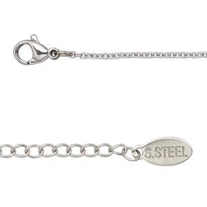 Chain 1pkg1 cable, 1.5mm / lobster claw clasp, stainless steel 30 inch